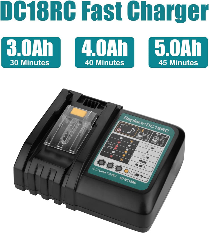 DC18RC 6A Ladegerät für Makita Ladegerät 18V DC18RD DC18SF Kompatibel mit Makita Akku 14,4V-18V BL18