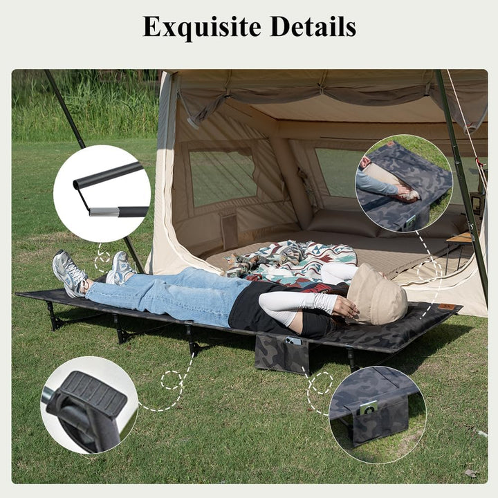 TOMOUNT Feldbett Ultraleichtes 190x70cm Camp Klappbett aus Aluminium Kompaktes Campingliege einfach