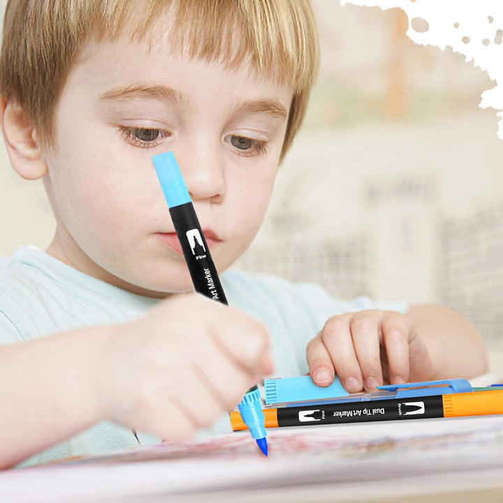 wonsar Dual Brush Pen Set, Filzstifte Dicke und Dünne für Kinder Erwachsene Pinselstifte Marker für