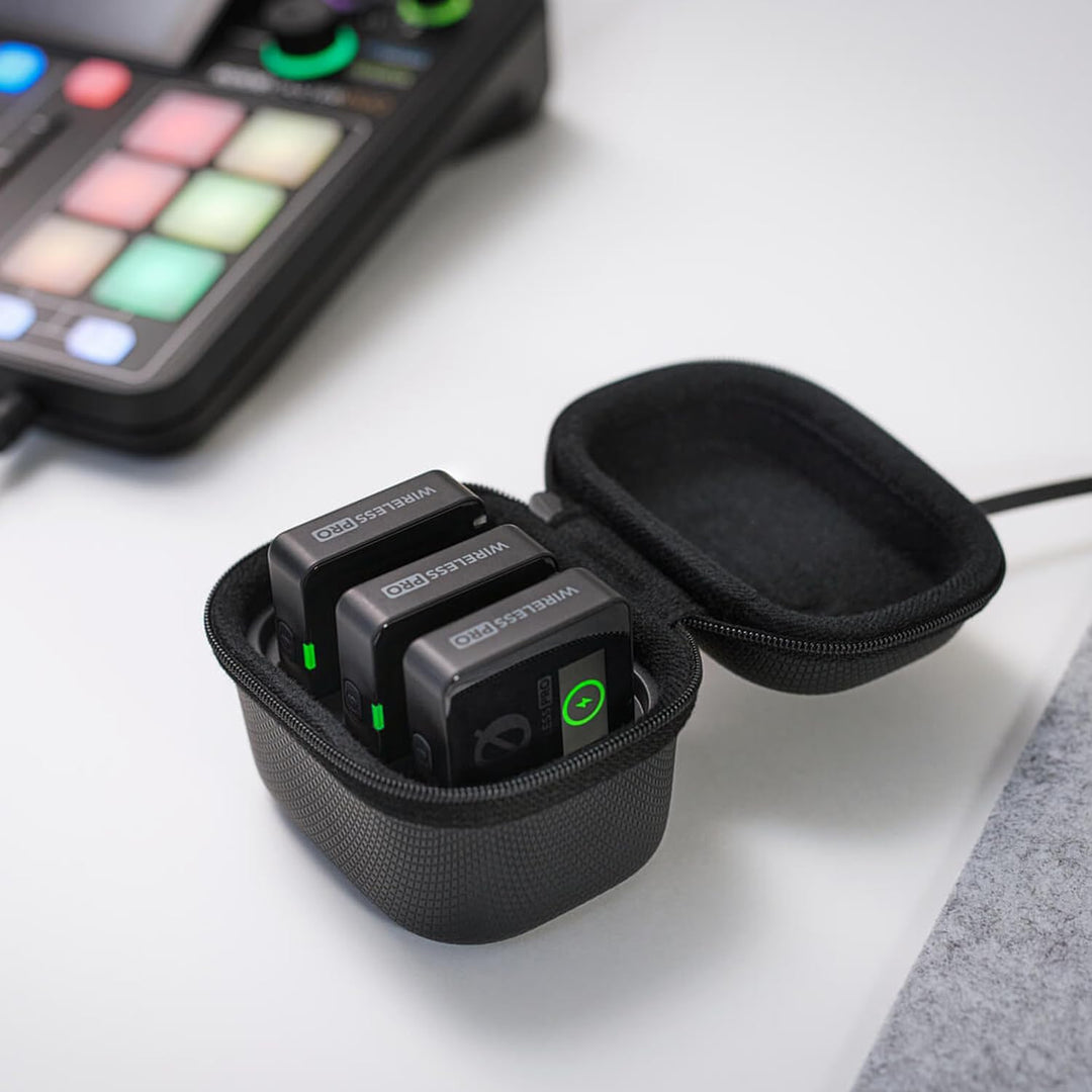 Rode Wireless Pro Digitales 2-Kanal Drahtlos-Mikrofonset + Interview PRO Handmikrofon + keepdrum Fel