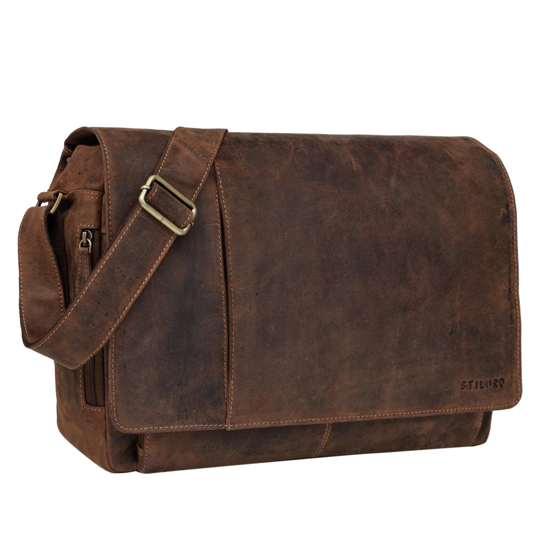 STILORD Vintage Umhängetasche Leder gross für Herren Damen 15.6 Zoll Laptoptasche Unitasche Bürotasc