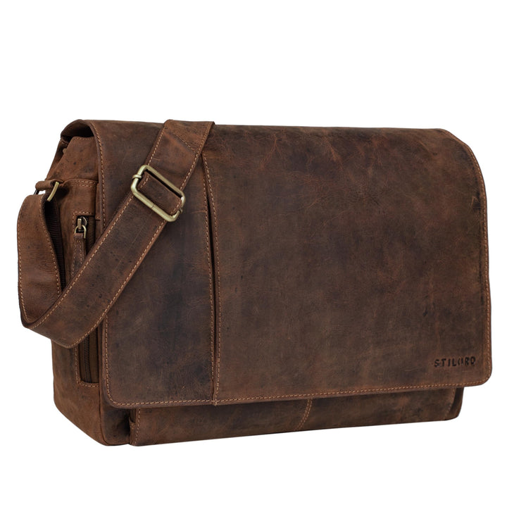 STILORD Vintage Umhängetasche Leder gross für Herren Damen 15.6 Zoll Laptoptasche Unitasche Bürotasc