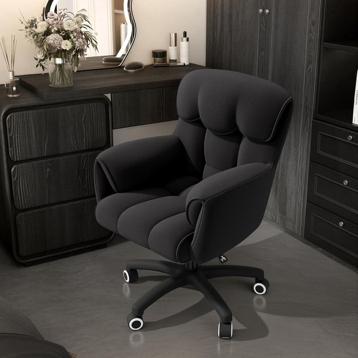 Ergonomischer Bürostuhl, Höhenverstellbarer Schreibtischstuhl mit Armlehnen, 360° Drehfunktion, Samt