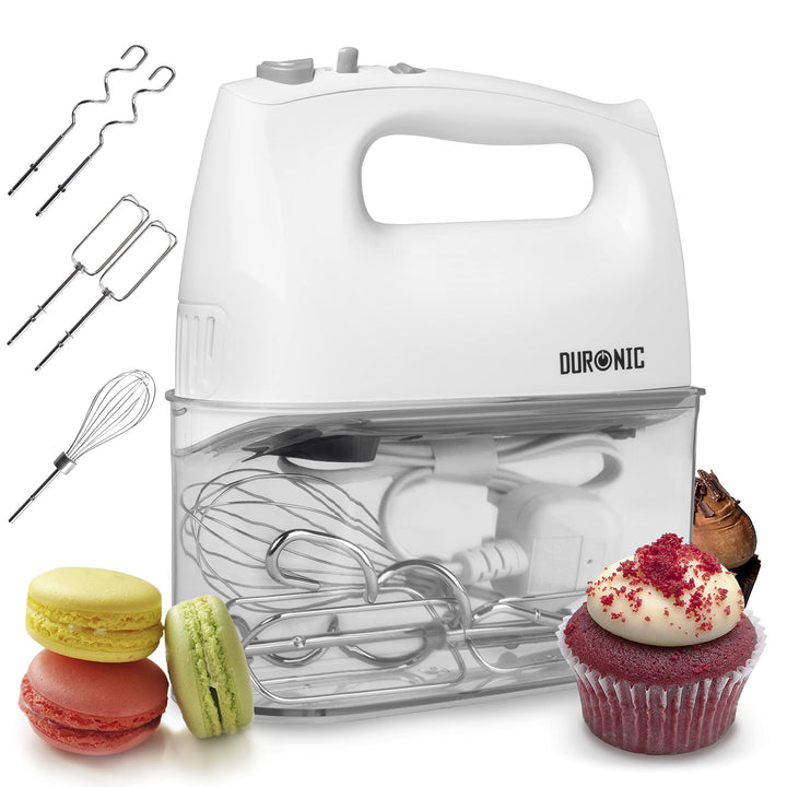 Duronic HM4 WE elektrischer Handmixer - 400 Watt - Aufbewahrungsbox - Turbofunktion - Edelstahl - 2