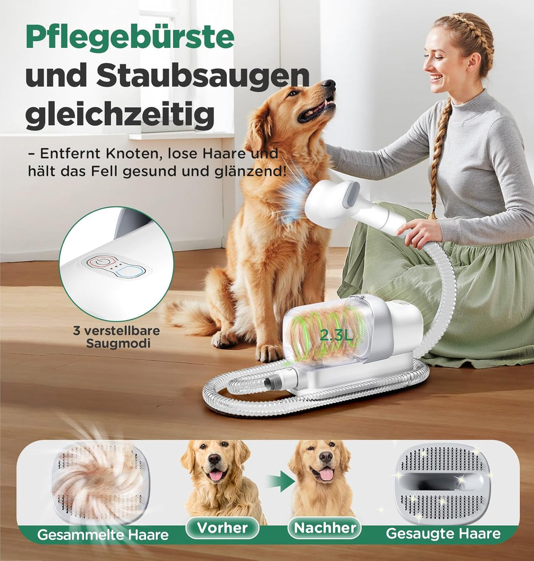 Gimars Hundeschermaschine mit Staubsauger, 2,3L Hundestaubsauger mit 12000 Pa Saugkraft, leises Sche