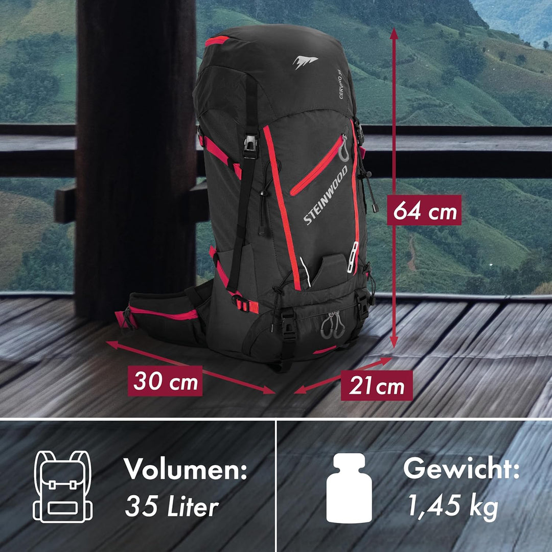 Steinwood Wanderrucksack Herren & Damen 35L - Outdoor-Rucksack, Reiserucksack, Tagesrucksack wassera