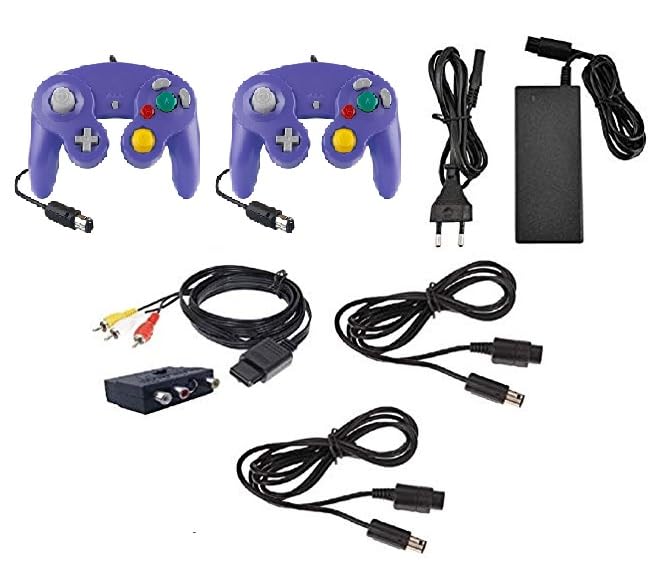 Zubehör Set Verlängerungskabel Netzteil Purple Controller für Nintendo Gamecube GC Controller Verlän