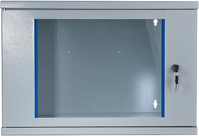 Netzwerkschrank 19 Zoll 7 HE I 400 mm Tiefe I Serverschrank Grau I Wandmontage I abschliessbare Glas