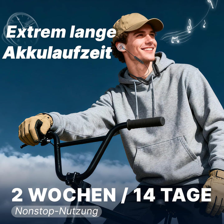 Hmusic H25 Bluetooth 5.4 Kopfhörer Nackenband, 200 Std Akku, IPX5 Wasserdicht, Magnetischer Im-Ohr O