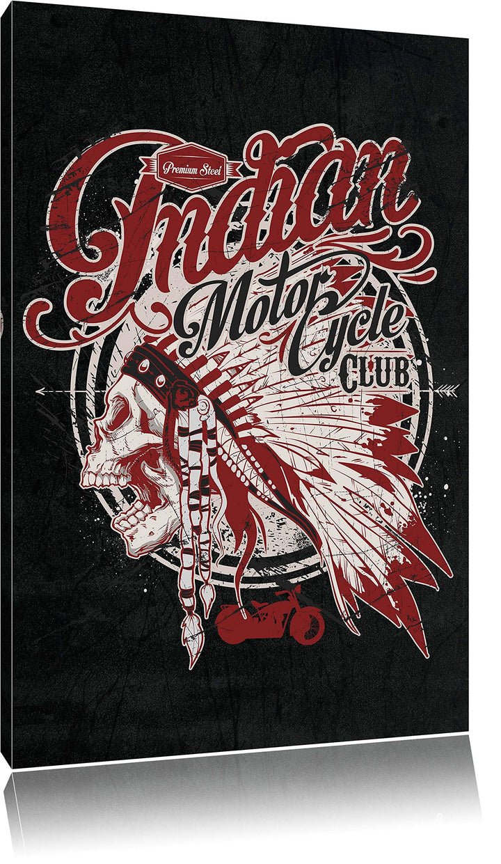 Dark Indian motorcycle-Club black Bild auf Leinwand, XXL riesige Bilder fertig gerahmt mit Keilrahme