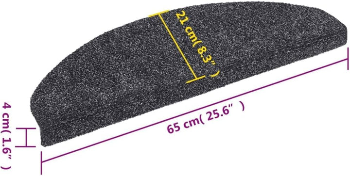 vidaXL 15x Stufenmatte Selbstklebend Dunkelgrau Treppenmatten Treppenteppich 15x/65 x 21 x 4 cm Dunk