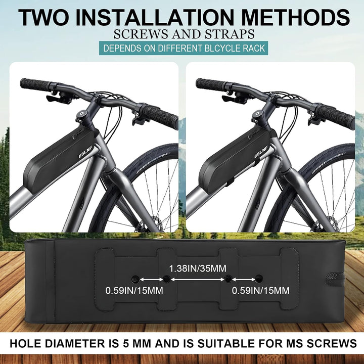 Fahrrad Rahmentasche Wasserdicht, TPU Oberrohrtasche Top Tube Bag mit Klett- und M5-Schraubbefestigu