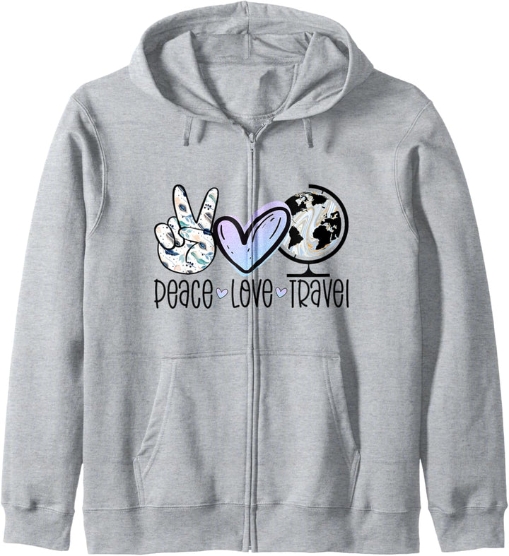 Peace Love Travel Fernweh Reisen Geschenk Weltenbummler Kapuzenjacke