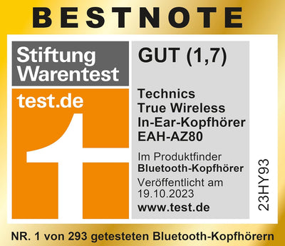 Technics EAH-AZ80E-K kabellose Ohrhörer mit Noise Cancelling, Multipoint Bluetooth 3 Geräte, bequeme