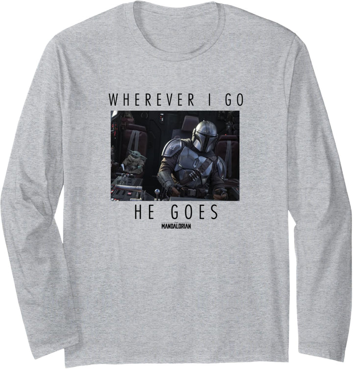 Star Wars: The Mandalorian The Child Wherever I Go He Goes Langarmshirt