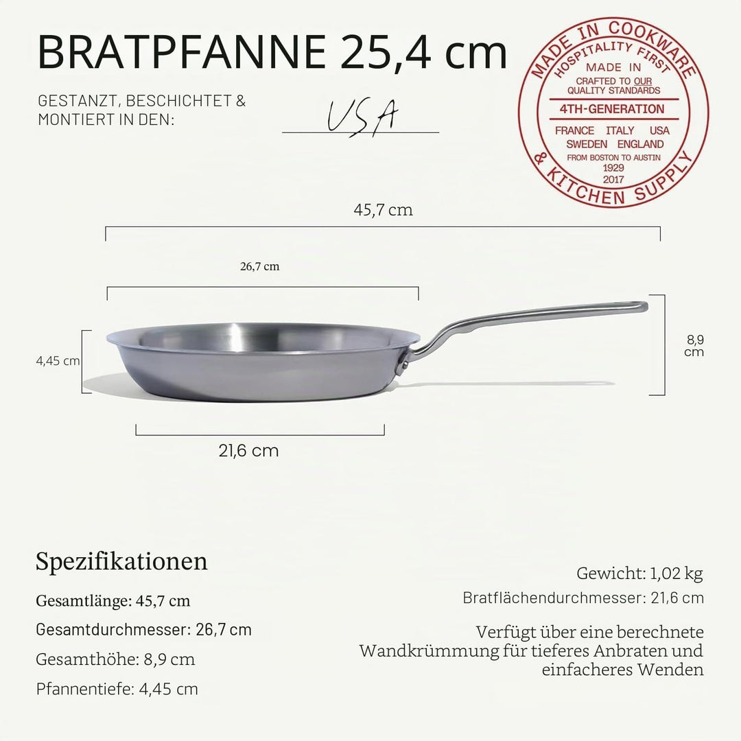 Made In Cookware – 25,4 cm Edelstahl-Bratpfanne – 5-lagige Edelstahlbeschichtung – Professionelles K