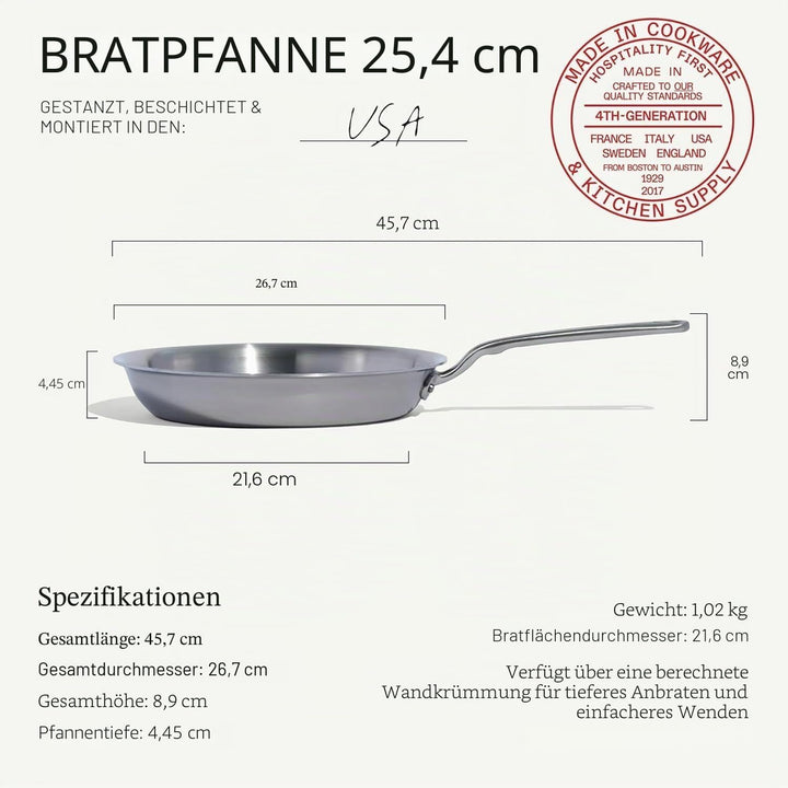 Made In Cookware – 25,4 cm Edelstahl-Bratpfanne – 5-lagige Edelstahlbeschichtung – Professionelles K