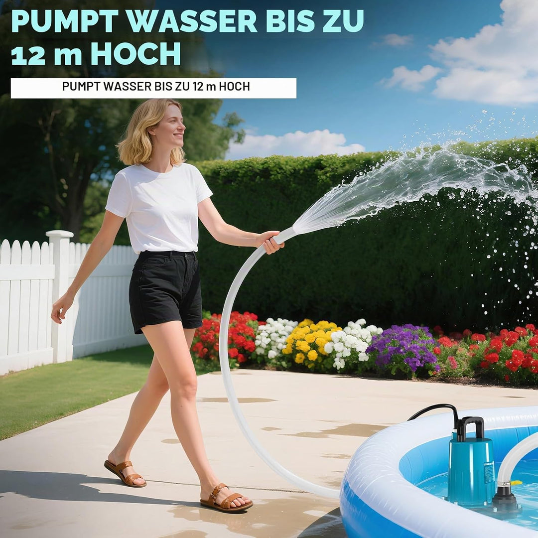 Akku Tauchpumpe Kompatibel mit Makita 18V Batterie (Ohne Akku), 2800L/H Fördermenge, Förderhöhe 12m,