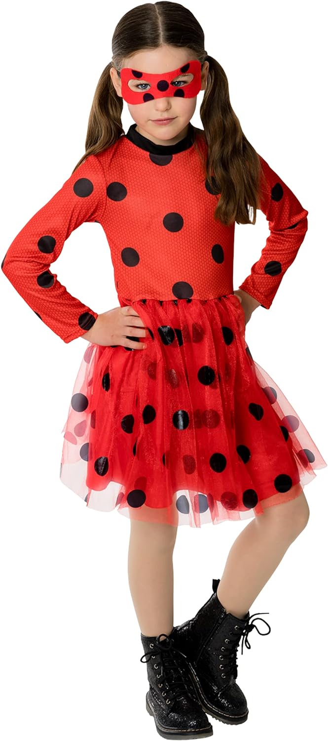 Rubies Mädchen-Kleid, Tutu-Kleid, Miraculous Ladybug, I-300834, Rot und Schwarz