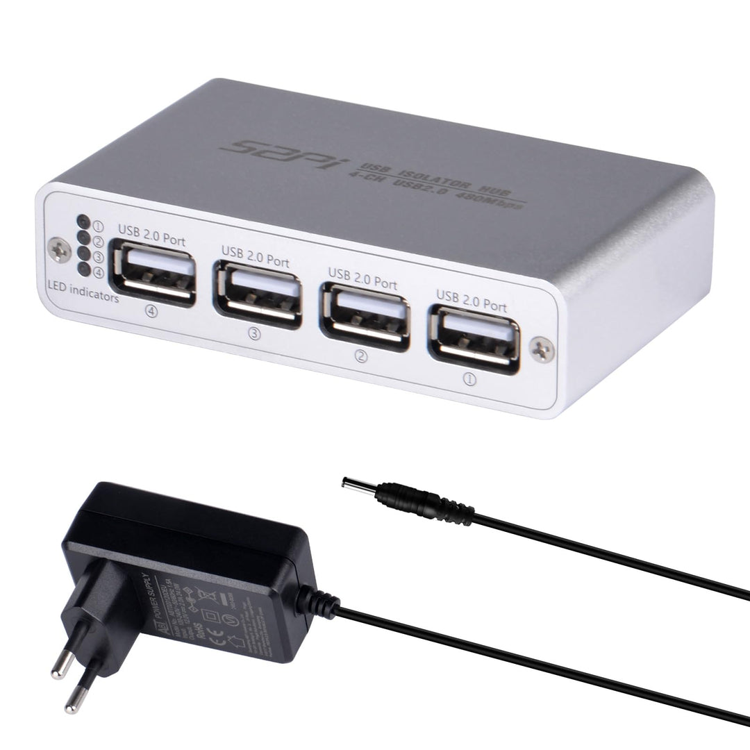 GeeekPi Digitaler USB-Isolations-Hub, 4-Port USB 2.0, High-Speed 480 Mbit/s, ADuM3165-Chip in Indust