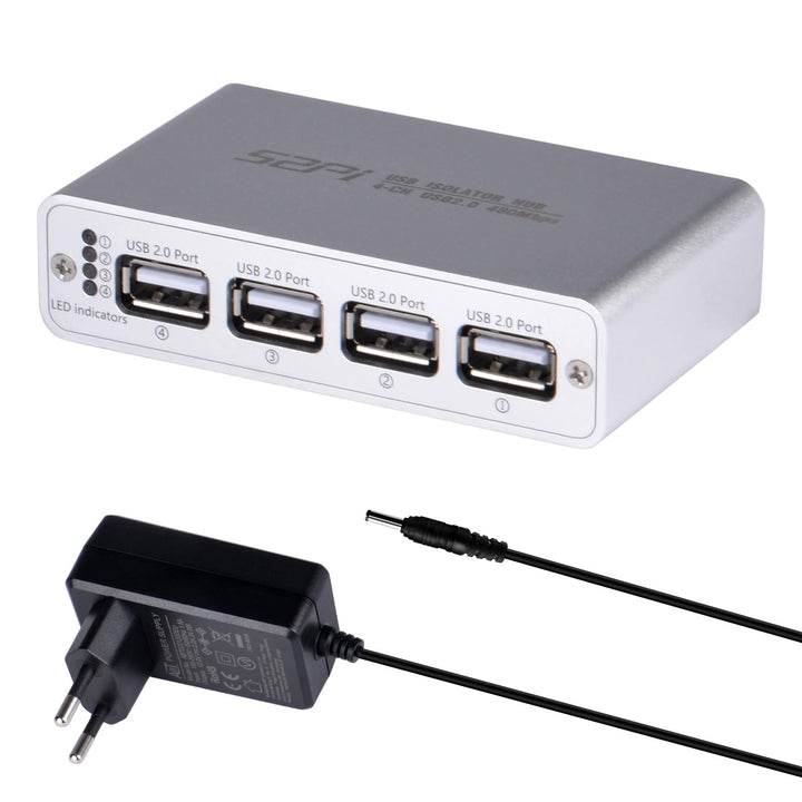 GeeekPi Digitaler USB-Isolations-Hub, 4-Port USB 2.0, High-Speed 480 Mbit/s, ADuM3165-Chip in Indust