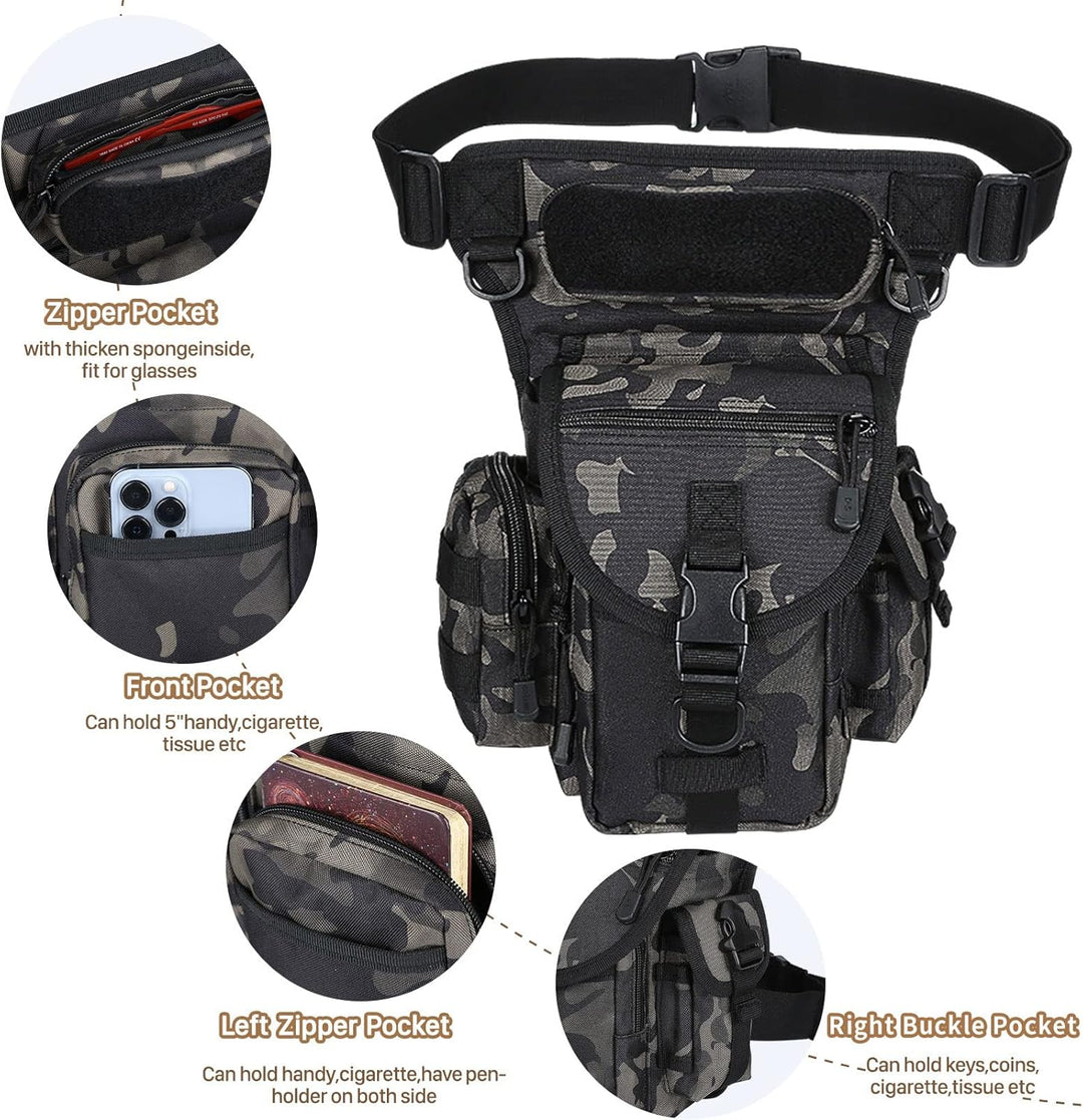 Huntvp Taktisch Beintasche Militär Beinbeutel MOLLE Hüfttasche Sport Tactical Leg Bag Armee Beintasc