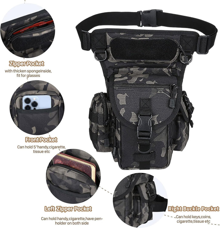 Huntvp Taktisch Beintasche Militär Beinbeutel MOLLE Hüfttasche Sport Tactical Leg Bag Armee Beintasc