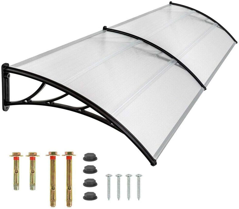 Vordach für Haustür 200x 93 cm Transparentes Gewölbt Haustürvordach aus Aluminium und Polycarbonat f