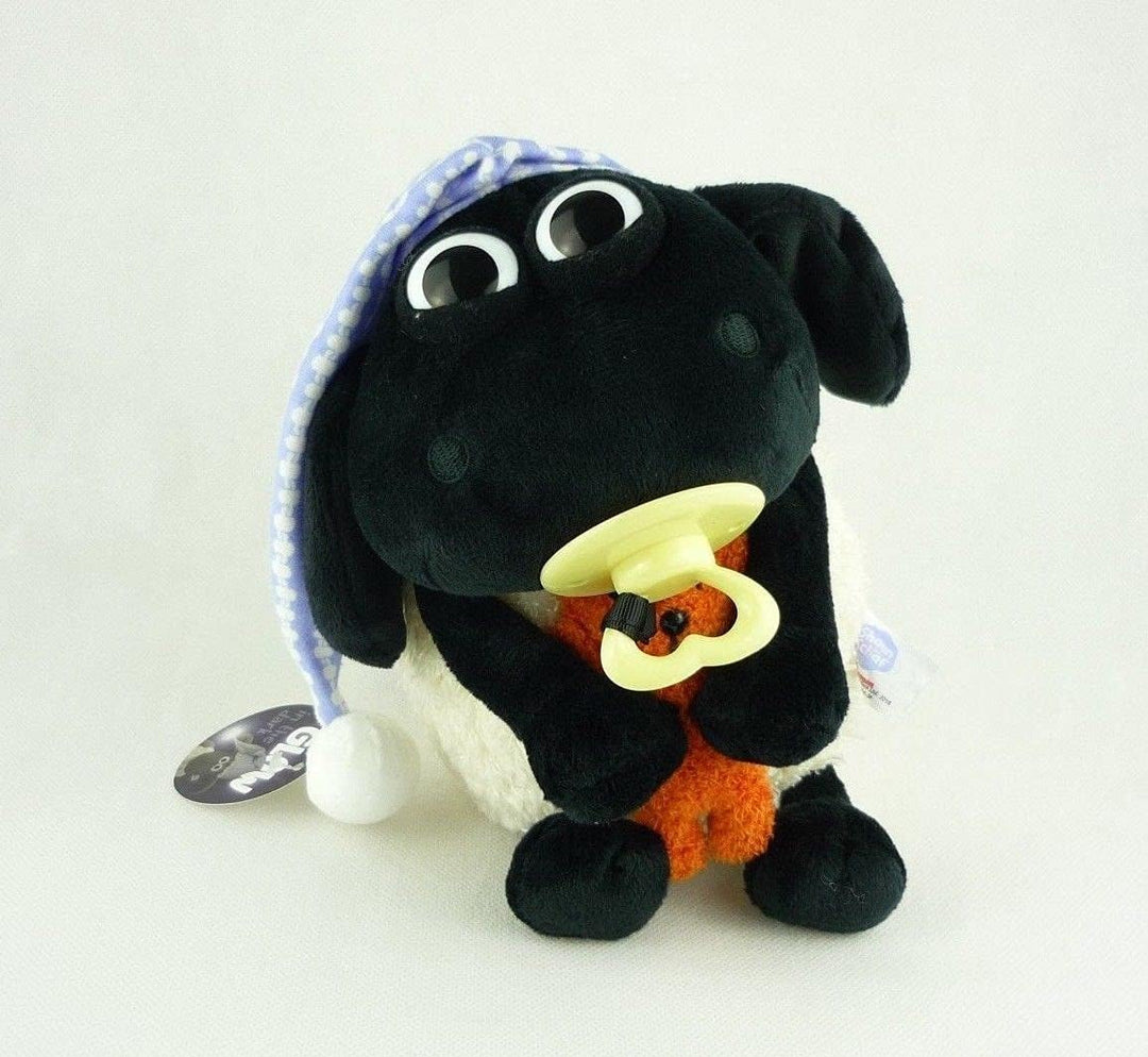 Shaun das Schaf Kuscheltier Timmy mit kleinem Bär, Schnuller und Schlafmütze, 25 cm, Farbe: Weiss/Sc