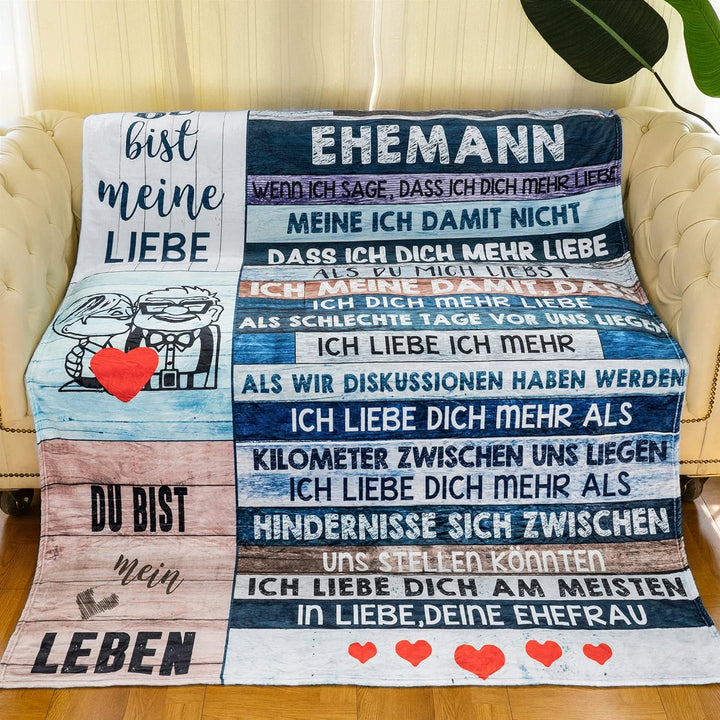 KEMEILA Personalisiertes Deckengeschenk Für Meinen Mann, Bedruckte Sofa-Reisedecke, Weihnachten Gebu