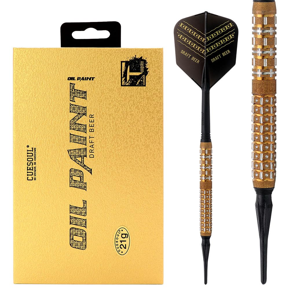 CUESOUL Soft Tip 90% Tungsten Dart Set mit Ölfarbe Finish und ROST Flights 21g fassbier, 21g fassbie