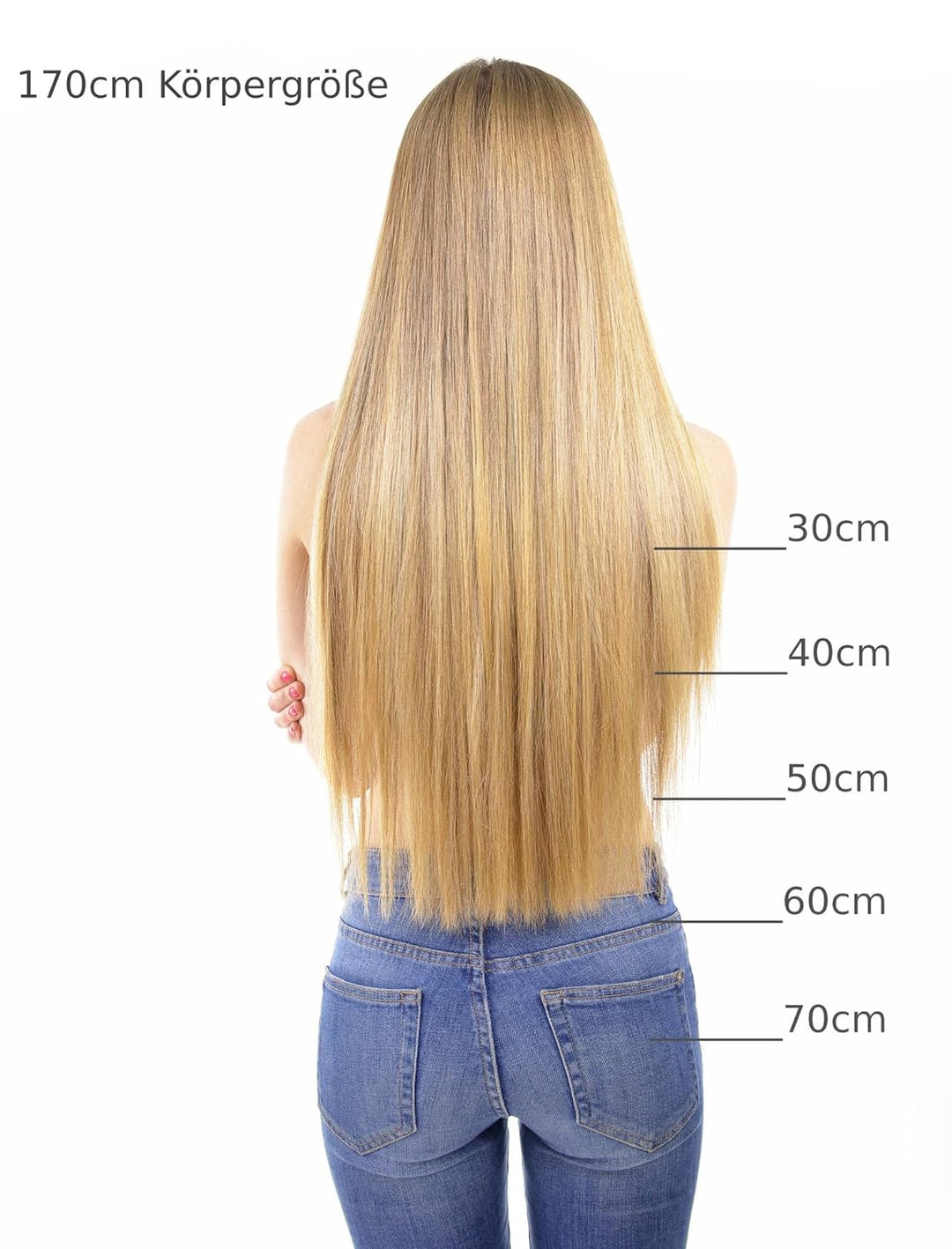 hair2heart Invisible Tape Extensions Echthaar Premium - 10 Tapes 60cm 8/01 hellblond natur-asch #12