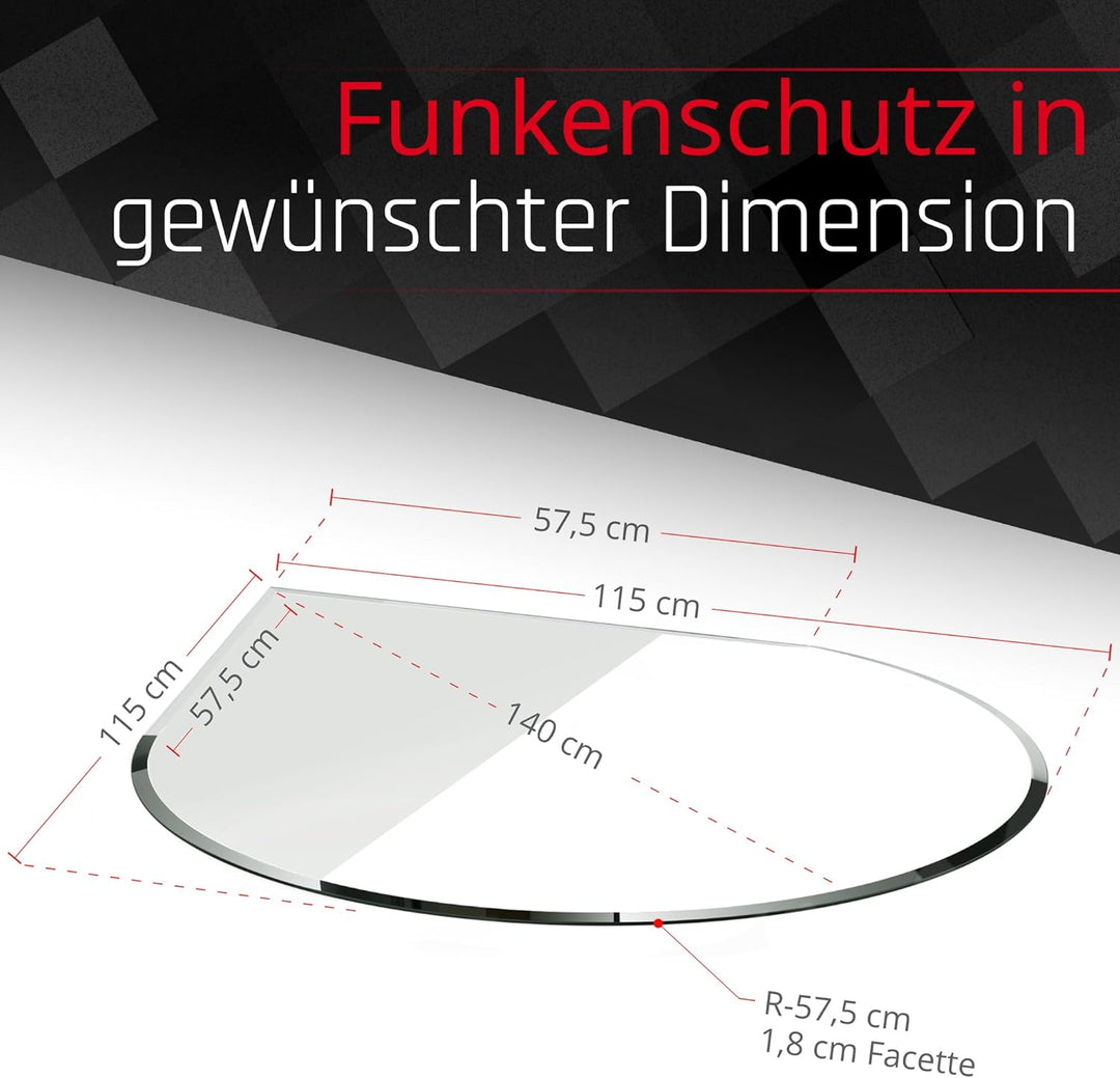 BIJON Funkenschutz-Platte mit Facettenschliff, Glasplatte Kaminofen, Kaminschutz mit ESG Sicherheits