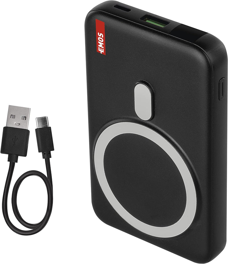 EMOS Mini Wireless Powerbank 10000 mAh, 22,5W + Magnetisch 15W, Externer Akku/Ladegerät WI1023D, Fas