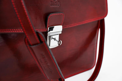 Time Resistance Leder Aktentasche - Leder Tasche Handgefertigt in Italien - Arbeitstasche mit Schult