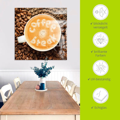 ARTland Glasbilder Wandbild Glas Bild einteilig 50x50 cm Quadratisch Kaffee Coffee Cafe Cappuccino G