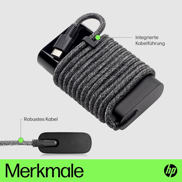 HP USB-C Ladekabel für Laptops, Tablets & Smartphones, 65W, 180 cm Kabellänge, schwarz 65W USB-C Lad
