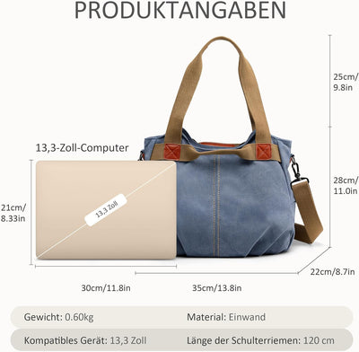 DIRRONA Casual Damen Segeltuch Umhängetasche Gross Kapazität Handtasche Reise Schultertasche Multifu