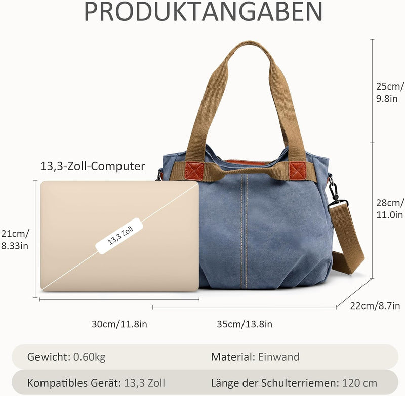 DIRRONA Casual Damen Segeltuch Umhängetasche Gross Kapazität Handtasche Reise Schultertasche Multifu