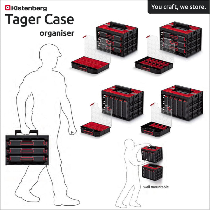 Kistenberg Werkzeugkoffer KTC30256S inklusive 5x Organizer mit Trennstege | Komfortabler Griff | wan
