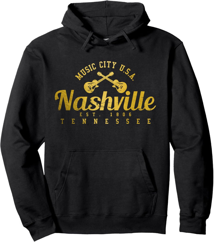 Nashville Tennessee Country Music City Gitarre Vintage Nash Pullover Hoodie