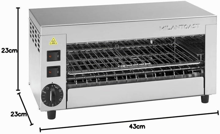 MilanToast 420.100 Edelstahl Durchlauftoaster, 23cm Höhe, 43cm Breite, 23cm