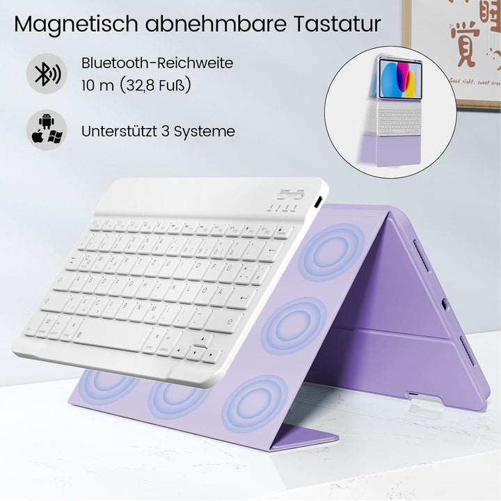 GKABXY Hülle mit Tastatur für iPad A16 11 Generation 2025/10 Generation 2022(11/10.9 Zoll), Soft TPU