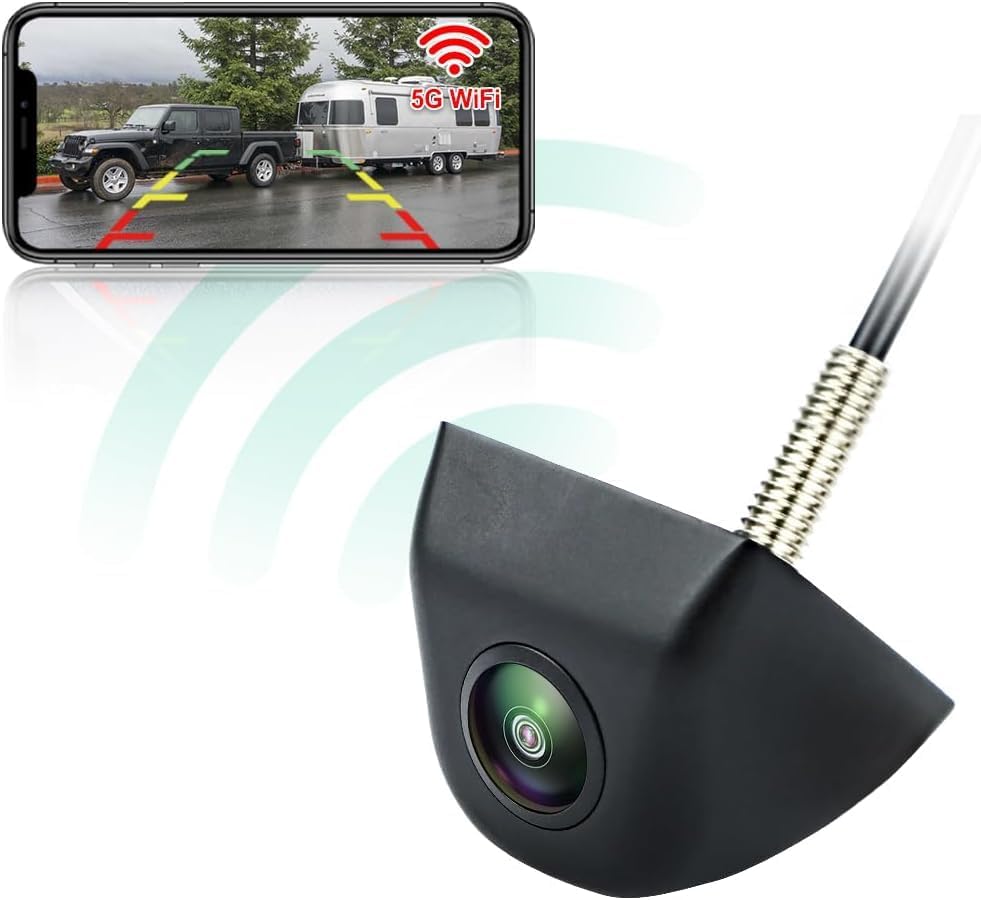 Rückfahrkamera WiFi 5G – HD 720p, Nachtsicht, 170° Weitwinkel, wasserdicht IP68, kompatibel mit Andr