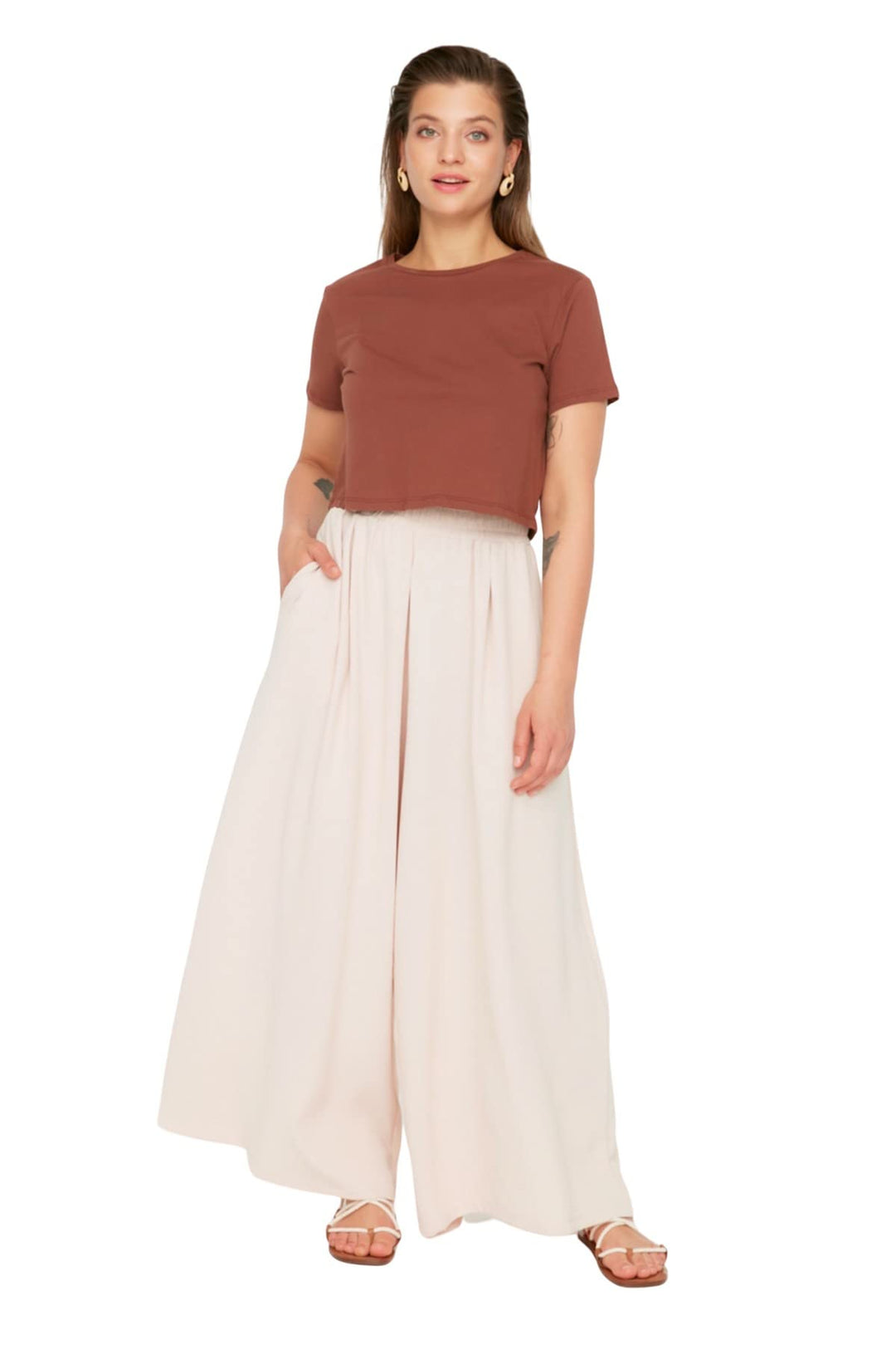 TRENDYOL Damen Normal Waist Plus Size Pants Hose