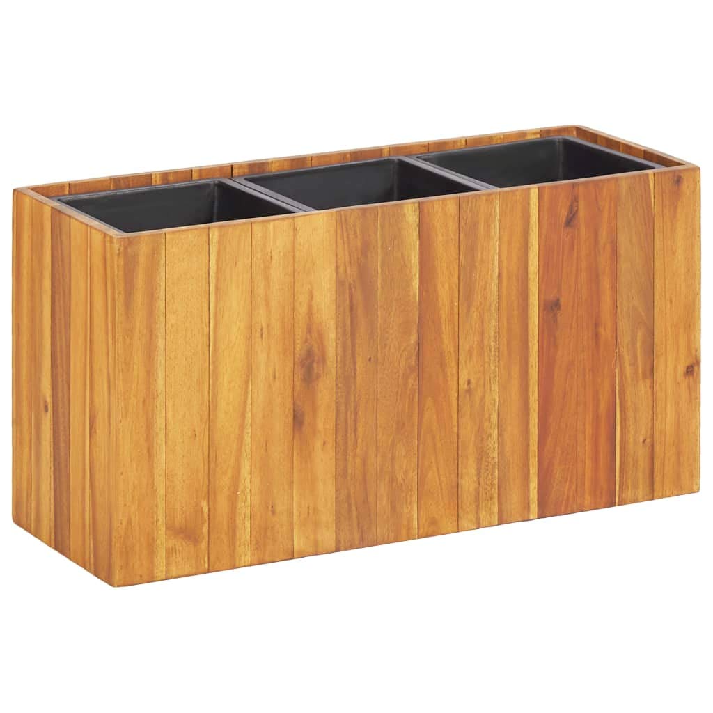 vidaXL Akazienholz Massiv Hochbeet mit 3 Töpfen Blumentopf Blumenkübel Übertopf Pflanzgefäss Blumenk