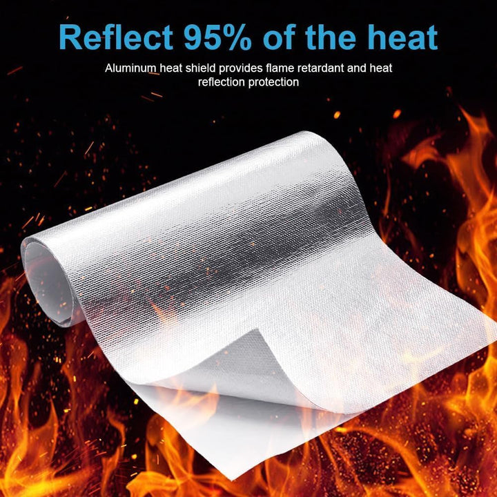 DASIAUTOEMHitzeschutzmatte, Selbstklebend Kleberücken Aluminium Glasfaser Blatt Aluminisierte Hitzes