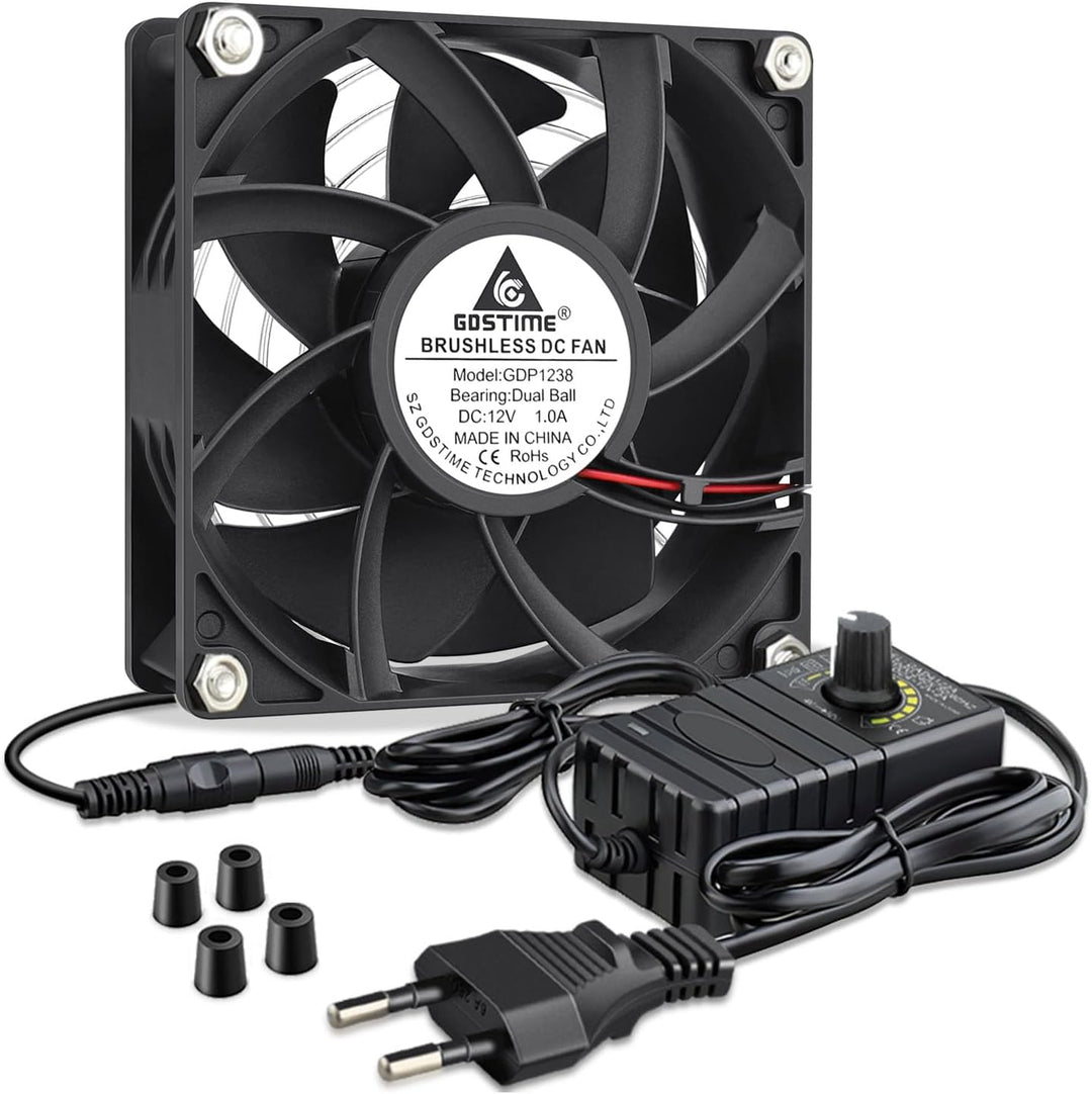 GDSTIME Lüfter 220v Lüfter 12V 120 x38mm Lüfter 230V mit AC Geschwindigkeit Kontrolle DC 3V -12V Küh