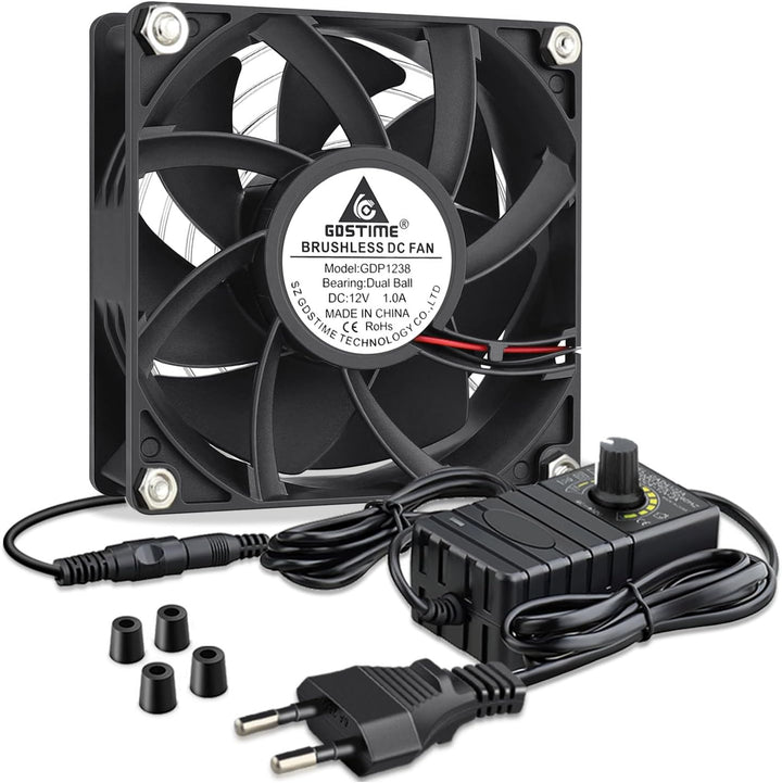 GDSTIME Lüfter 220v Lüfter 12V 120 x38mm Lüfter 230V mit AC Geschwindigkeit Kontrolle DC 3V -12V Küh