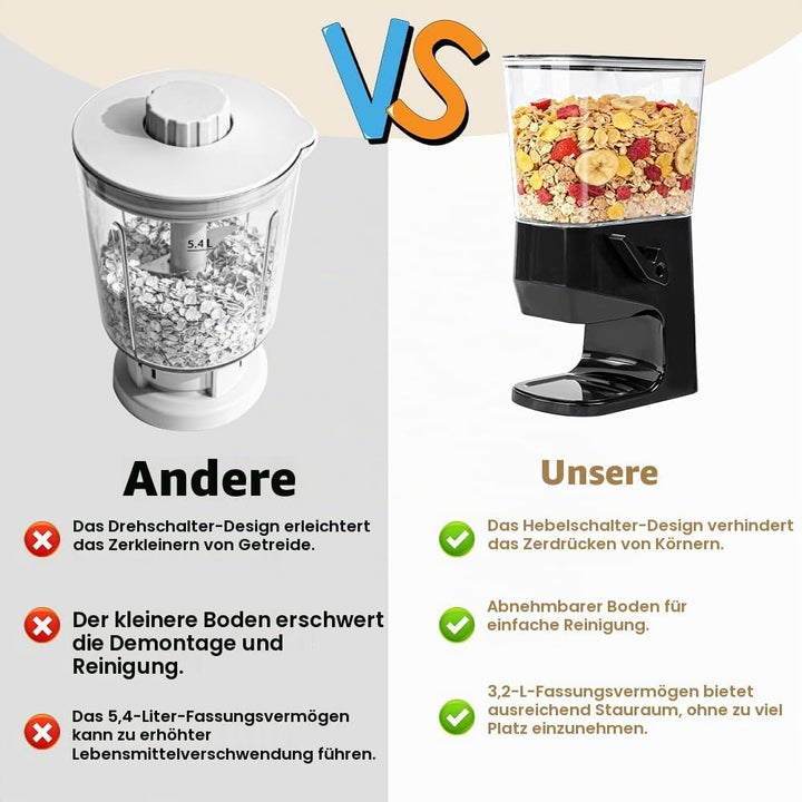 Müslispender, 3,2L Cereal Dispenser Cornflakes Spender, Trockene Lebensmittelspender Müslibehälter F